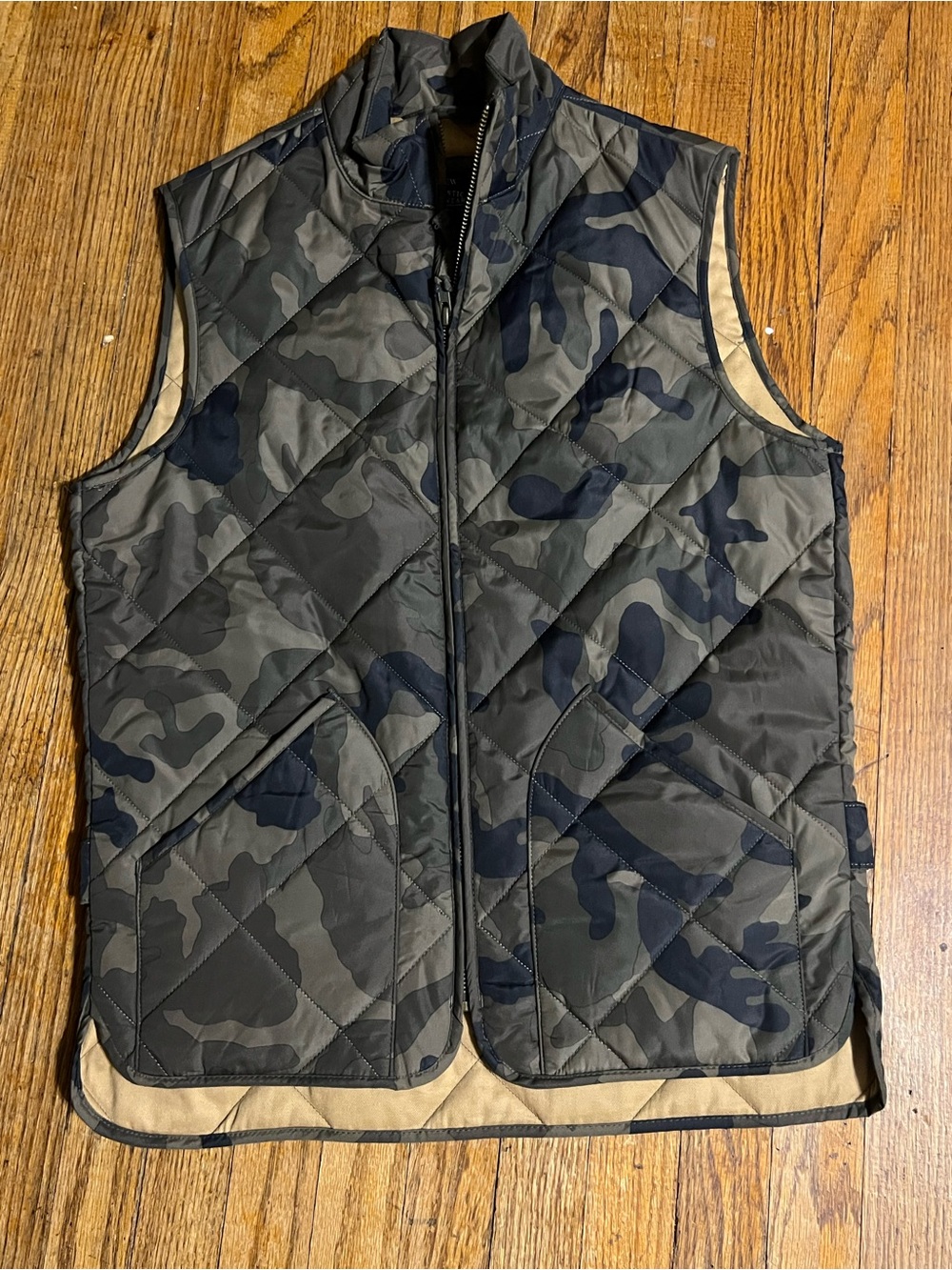 J. Crew Quilted Camo Vest in Black and Gray
